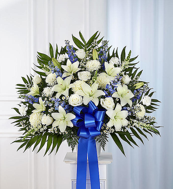 Heartfelt Sympathies&trade; Standing Basket- Blue &amp; White