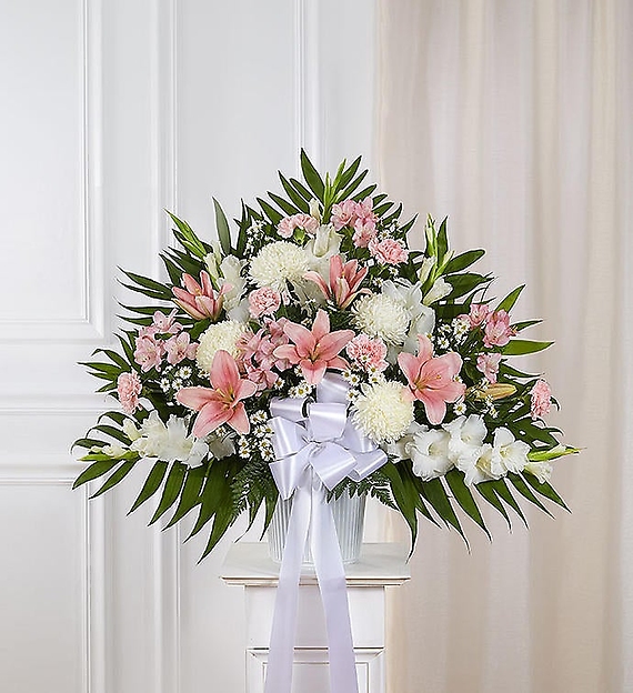 Heartfelt Sympathies&trade; Standing Basket- Pink &amp;White
