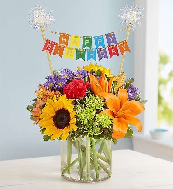Floral Embrace&trade; with Happy Birthday Banner 