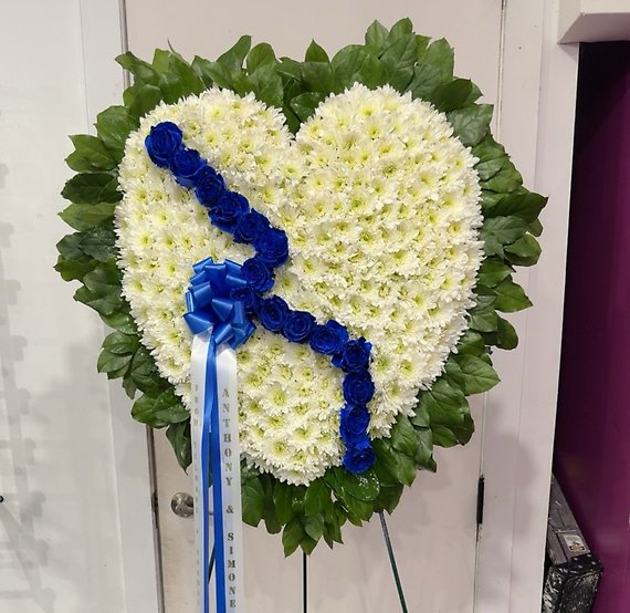 Blue & White Broken Heart