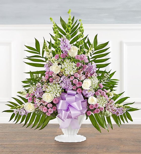 Tranquility Floor Basket&trade; - Lavender &amp; White