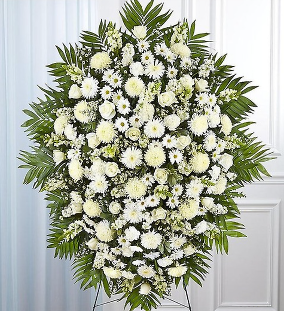 White Funeral Standing Spray